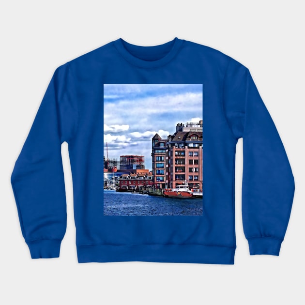 Boston MA - Fire Boat Docked in Boston Inner Harbor Crewneck Sweatshirt by SusanSavad